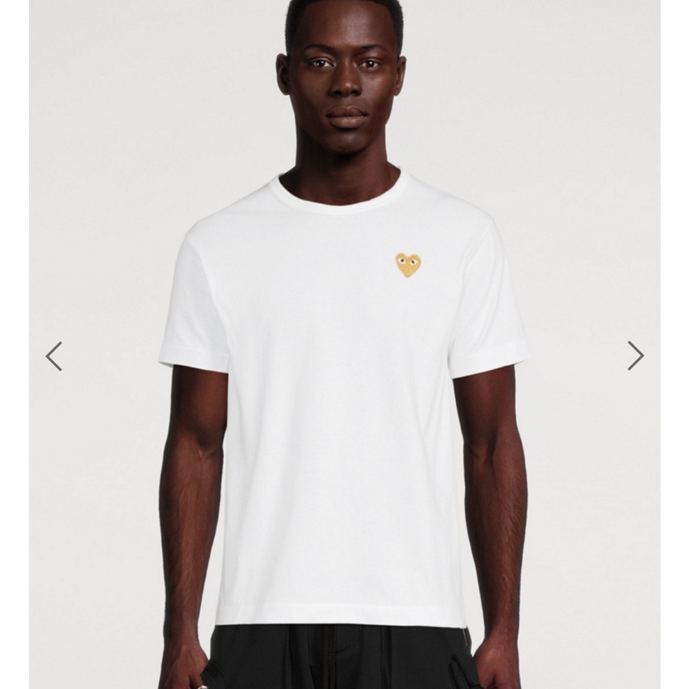 COMME DES GARÇONS PLAY Cotton T-Shirt With Gold Heart White Unisex